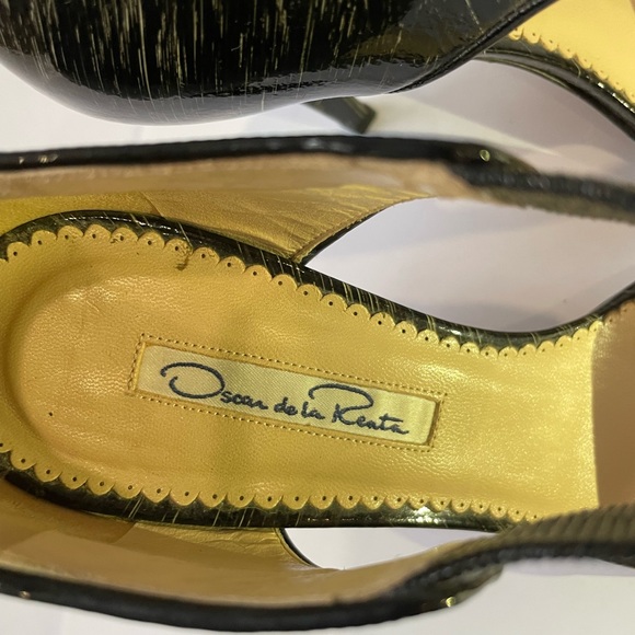 Oscar de la Renta Open Toe Sandals Black Patent - Picture 8 of 10